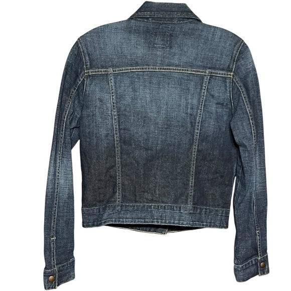 Lucky Brand Tiffany Snap Button Jacket Classic Dark Wash Denim Trucker Jacket - Picture 4 of 9